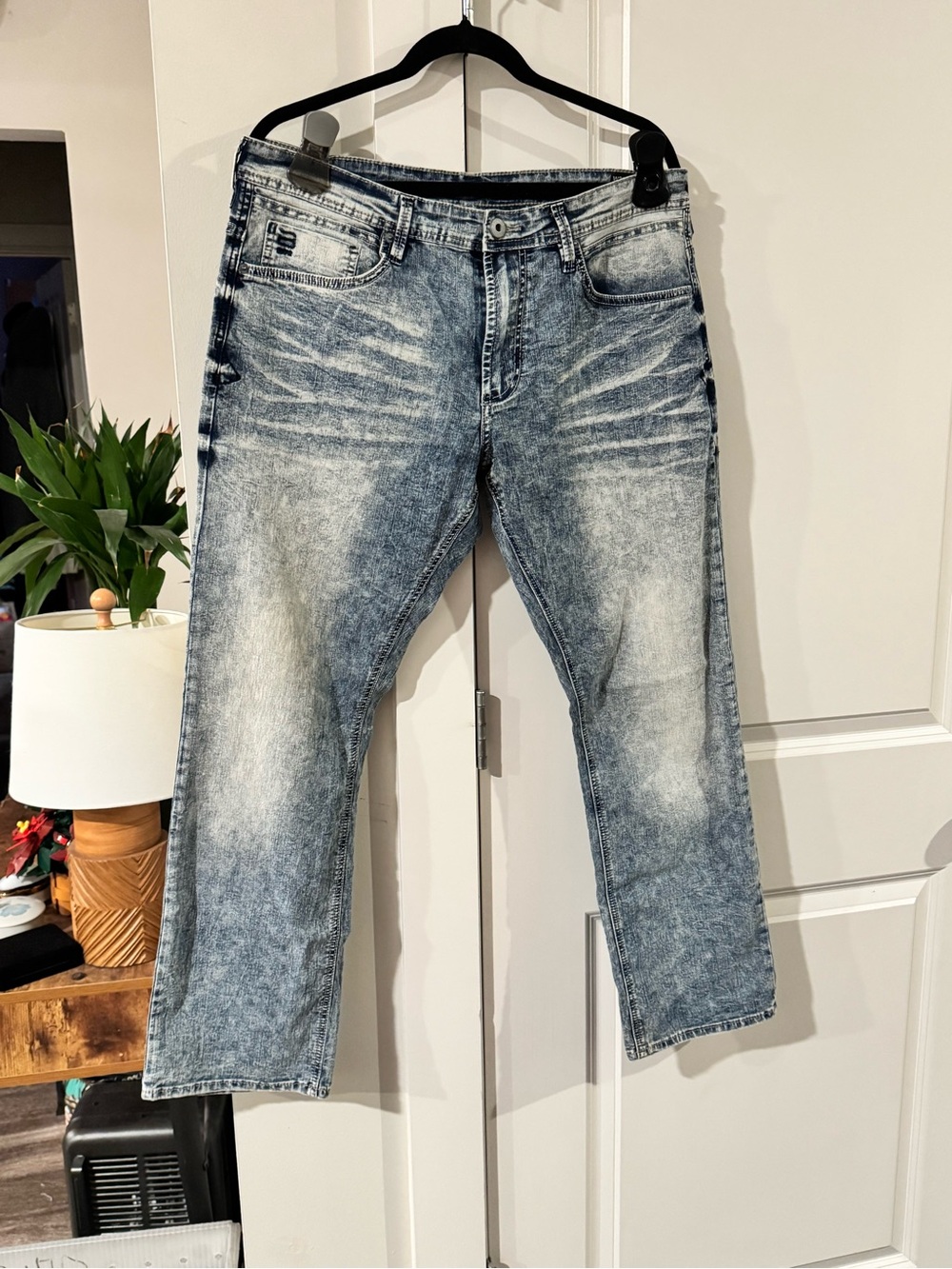 Buffalo David Bitton Men's Washed Light Blue Relaxed Jeans